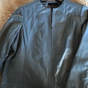 Light blue leather jacket